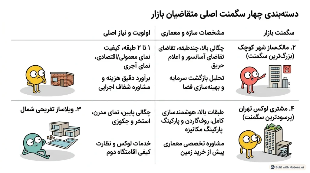 دسته بندی چهار سگمنت اصلی متقاضیان بازار تیر 1405 آرک پرایس
